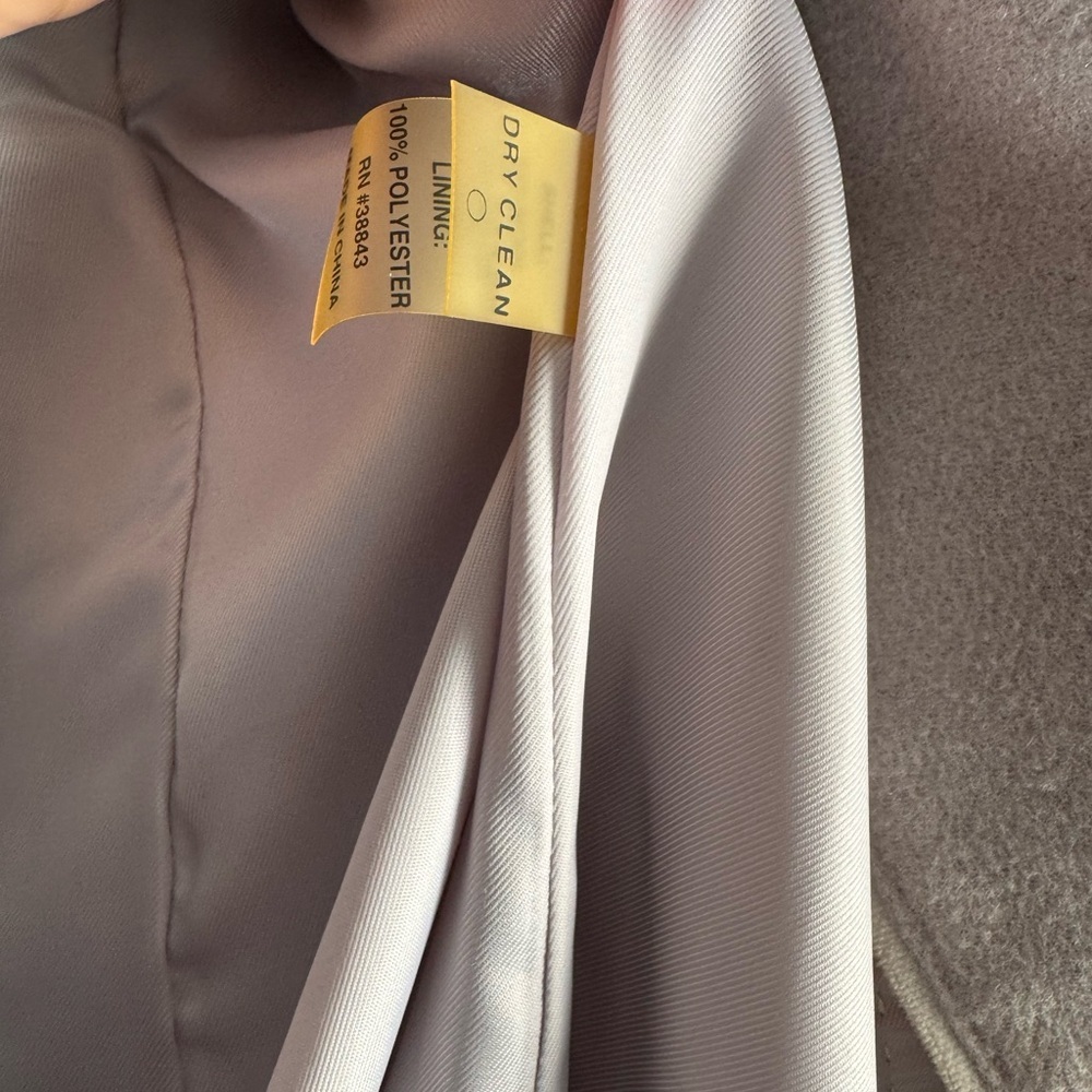 Wool Peacoat Double Breasted Taupe Gray Minimalist Coat – Tahari - Picture 9 of 10